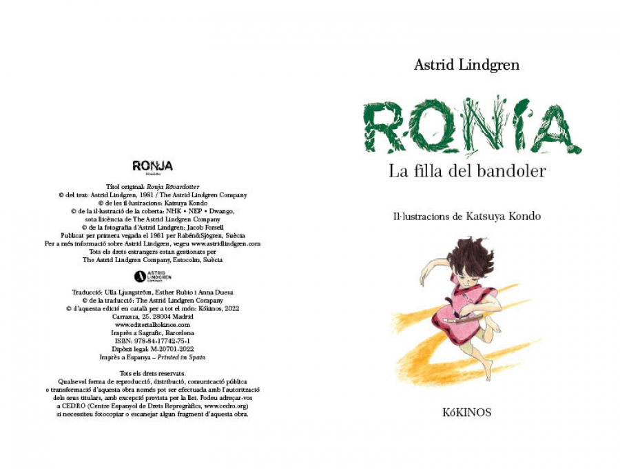 La Ronia Ronia la filla del bandoler / Editorial Kókinos